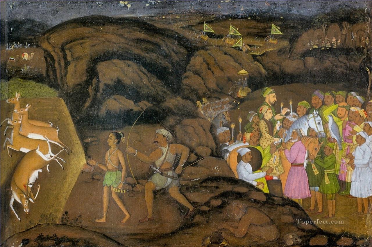 Mir Kalan Khan Hunting Antelopes at Night religious Islam Oil Paintings